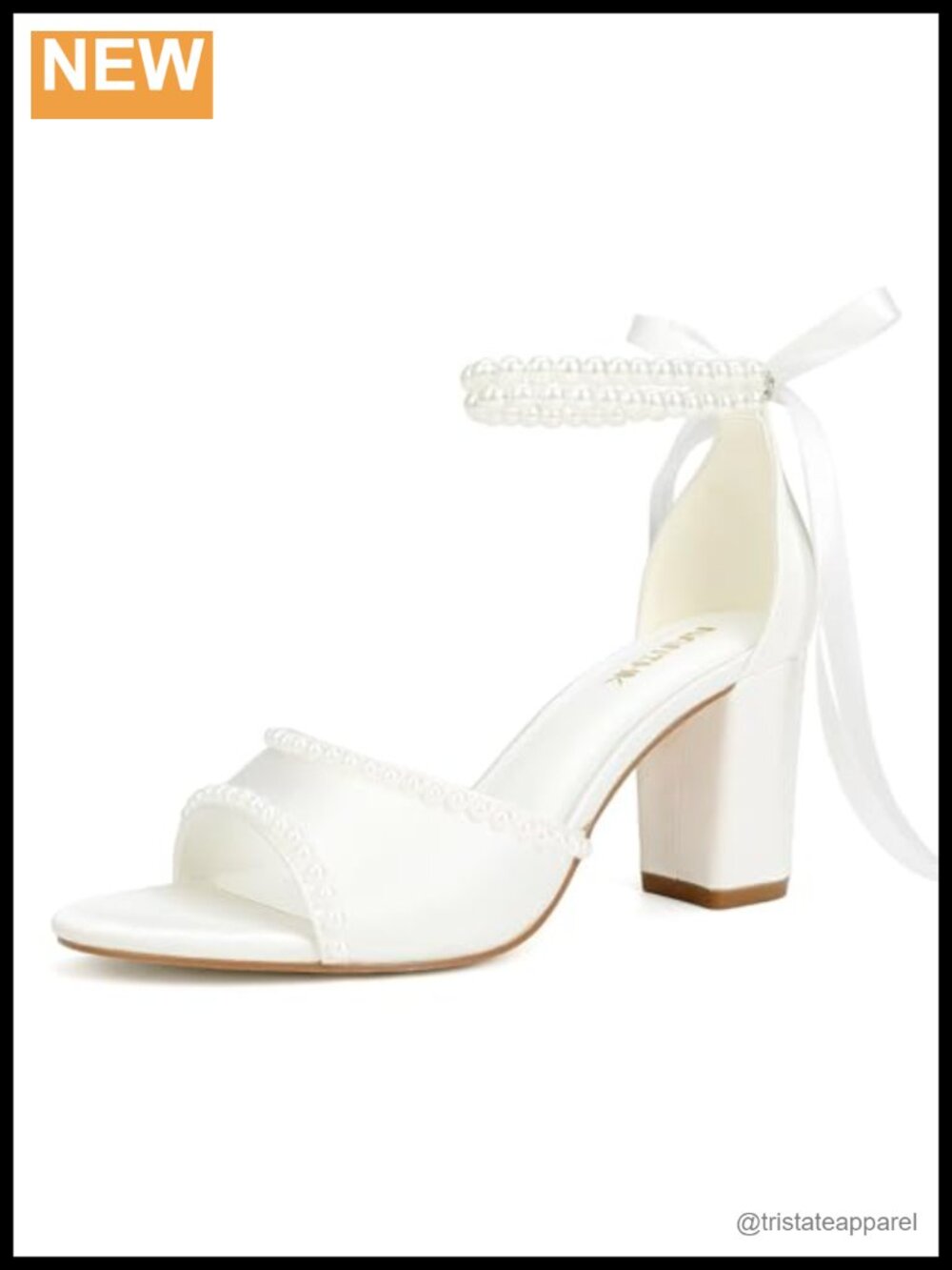 Pearl Heels Wedding Shoes for Bride Block Heel Bridal Heeled Sandals